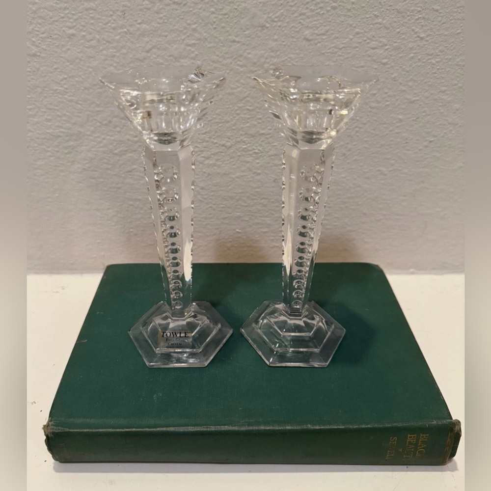 Vintage Towle Lead Crystal Candlestick Holders Made in Austria (Pair)